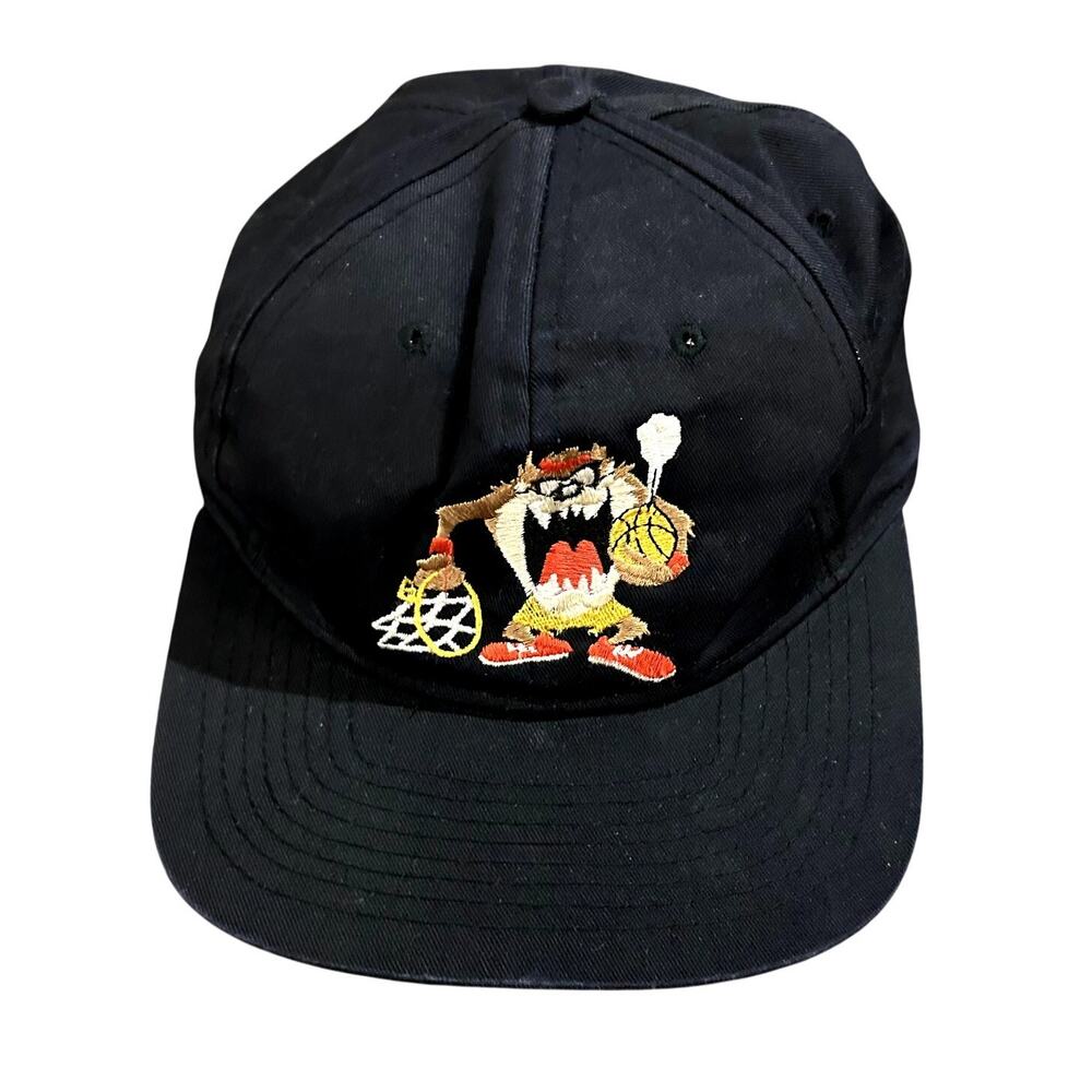 Vintage 1993 Keds Looney Tunes Taz Basketball Black Snapback Hat Warner Bros